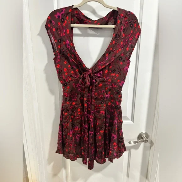 NWT Free People It Takes Two Wrap Dress in Plum Combo - Picture 8 of 12